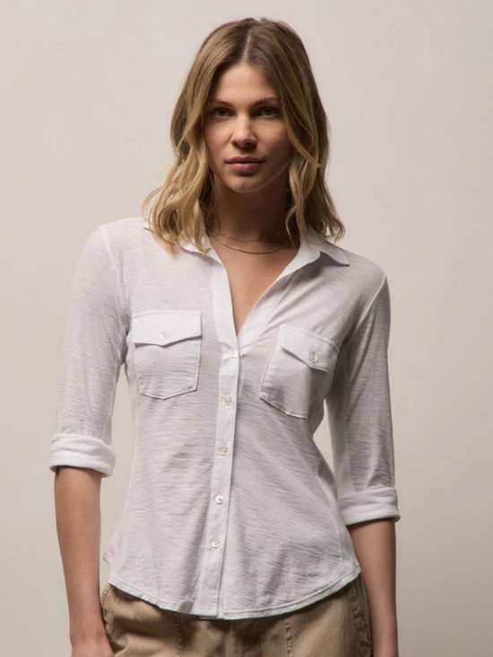 James Perse Tops - James Perse Sheer Slub Side Panel White Shirt